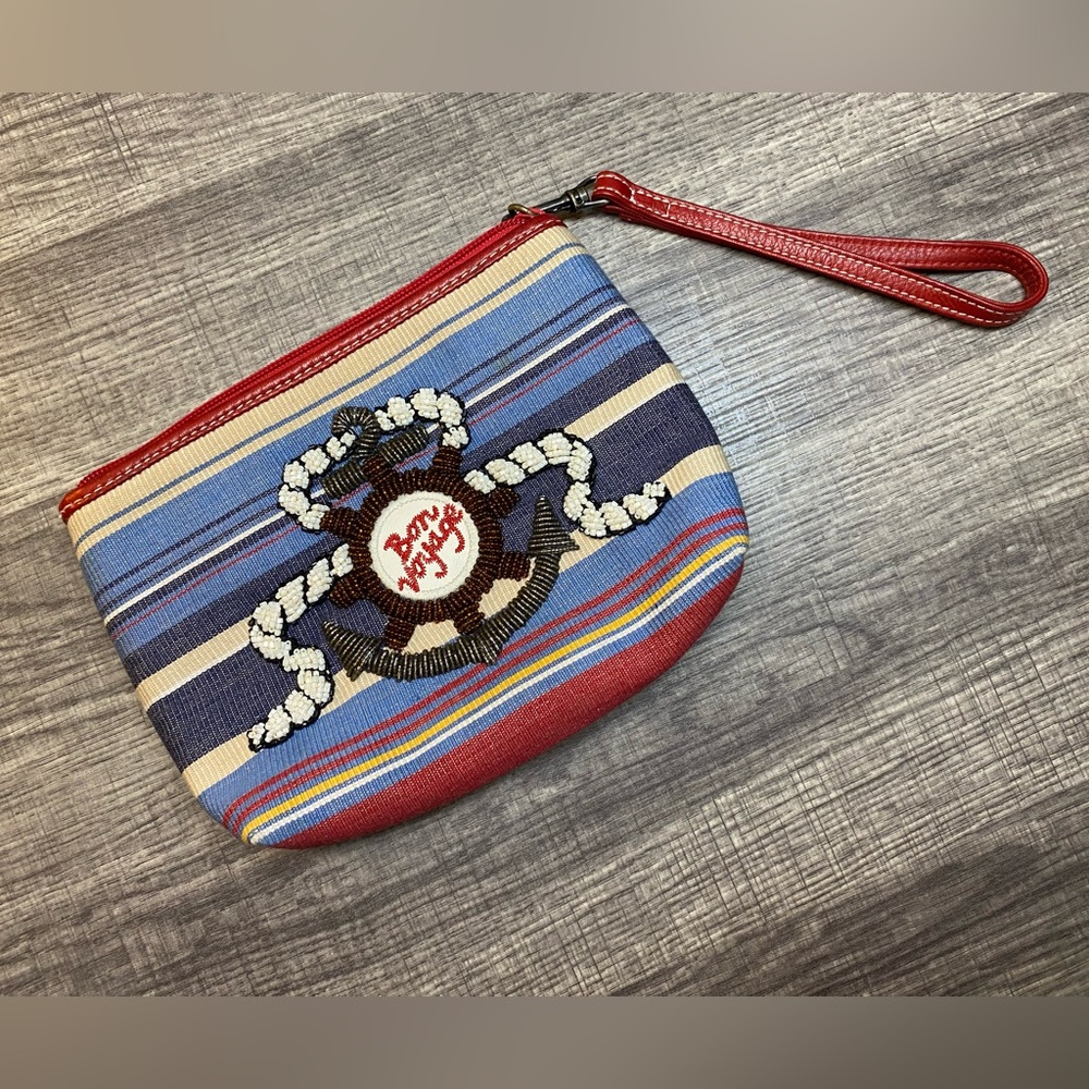 🧁 ISABELLA FIORE Beaded Canvas Bon Voyage Wristlet